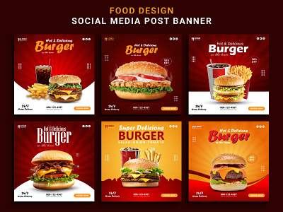 FOOD DESIGN SOCIAL MEDIA POST BANNER banner benner design burger food social media post
