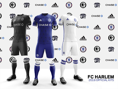 FC Harlem 2016 Kits – Front and side views adidas chase chelesafc chelsea fcharlem football jersey kits soccer soccer kits uft uniforms