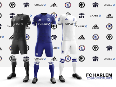 FC Harlem 2016 Kits – Front and side views adidas chase chelesafc chelsea fcharlem football jersey kits soccer soccer kits uft uniforms