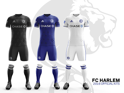 FC Harlem 2016 Kits – Front views adidas chase chelesafc chelsea fcharlem football jersey kits soccer soccer kits uft uniforms