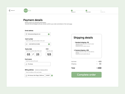 Plantasia- Credit card checkout page branding checkout screen dailyui dailyux design logo ui ux