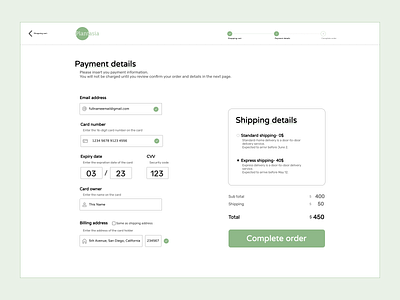 Plantasia- Credit card checkout page