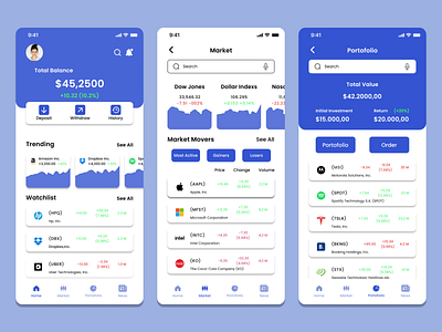 Investment App UI Design app design ui ux