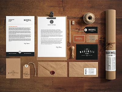 Madewell Home Brand Collateral brand branding building construction home logo madewell stationery wood