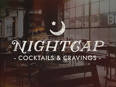 Nightcap bar branding cocktails coffee distress logo nightcap texture