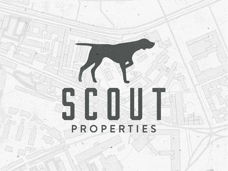 Scout properties pointer dog realty estate real branding logo