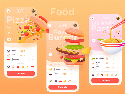 Food delivery app | The second part affinitydesigner app branding cute design desktop dribbble food freebie gradient icon illustration inspiration ios mobile type ui ux vector web