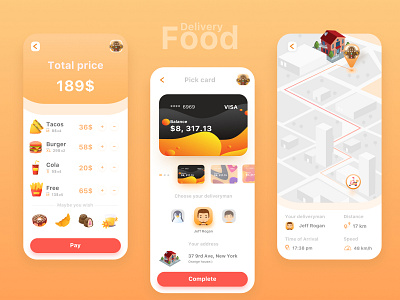 Food delivery app | The third part affinitydesigner app cute design dribbble food freebie gradient icon illustration inspiration ios love mobile type typography ui ux vector web