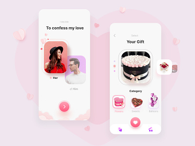 Valentine's Day App 3d app art branding cute dating design dribbbleweeklywarmup finder girl icon illustration love lovers mobile romantic ui valentine vector web