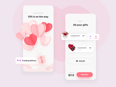 Valentine's Day App 3d affinity designer animation app art blender branding dating design heart illustration love minimal mobile payment productdesign typography ui ux vector