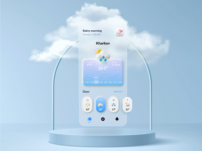 Weather App Design 3d animation app art chart cute day design glassmorphism icon illustration interface ios mobile typography ui vector weather weather app weather icon