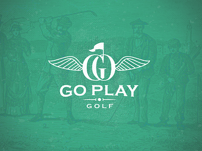 Go Play Golf-drib crest flag golf golfball golfing mikebruner retro