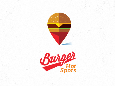 Burger Hot Spots bruner bun burger cheese design graphic hamburger icon illustration lettuce location locator logo map mike pin