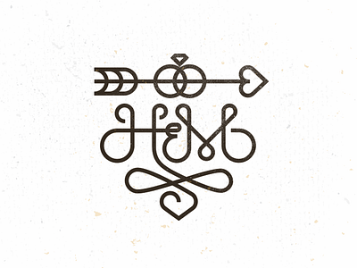 H M Monogram ampersand arrow b bruner design h heart illustration logo mike monogram rings