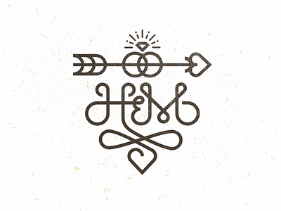 H&M Monogram 2 arrow b bruner design h heart logo mike monogram ring wedding