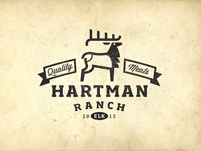 Hartman Ranch Meats bruner crest design elk illustration lable logo mike stamp