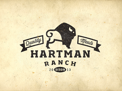 Hartman Ranch Meats-Bison bruner buffalo crest design illustrtation lable logo meat mike stamp