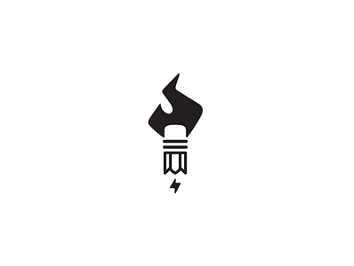 Quick Draw bolt bruner design draw flame graphic icon. mike illustration lightening logo pencil quick