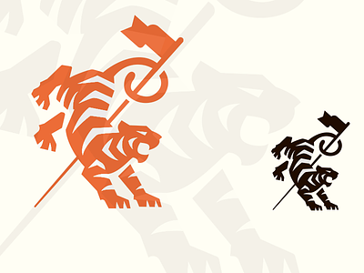 Tiger flag blackandwhite flag golf graphic icon illustration logo mark mikebruner strength tiger warrior