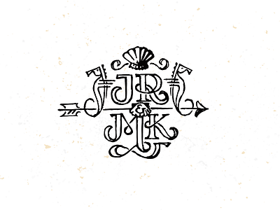 JR-MK monogram bruner design j k m mike monogram r sea horse sea shell wedding