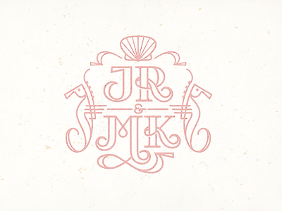 JR&MK - 2 bruner design j k m mike monogram r sea horse sea shell wedding