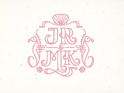 JR-MK_3 bruner crest design j k m mike monogram r sea horse sea shell wedding