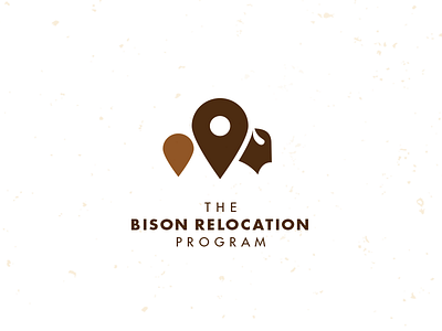 Bison Relocation Program bison bruner buffalo design graphic illustration location pin logo mike
