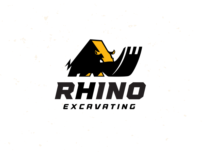 rhino excavating contraction mascot logo design