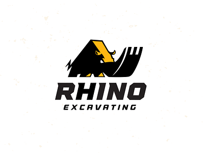 Rhino Excavating Logo bruner design excavator illustration logo machine mike rhino tough