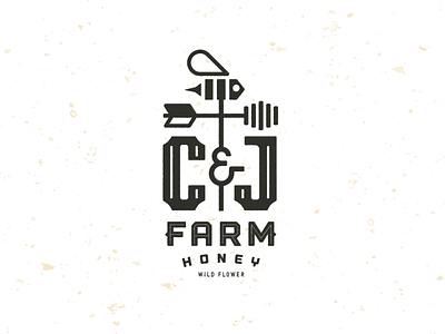 C&J Farm Honey bee bruner c design farm honey illustration j label logo mike
