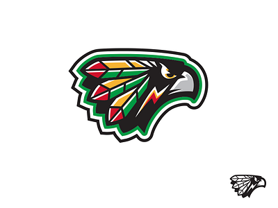 Hawk Warrior_Drib hawk headdress logo mascot sports warrior