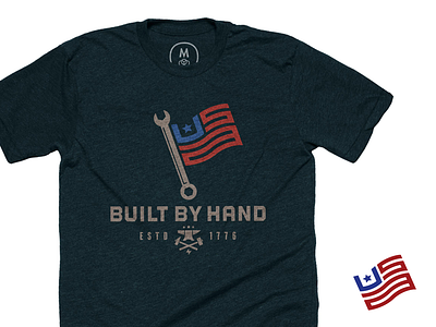 USA Built By Hand - Drib america anvil bruner design flag mike tool tshirt usa wrench