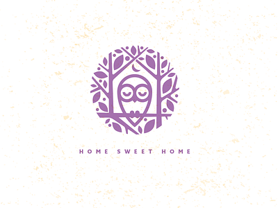 Home_drib bruner crest home icon illustration mike owl stamp tree