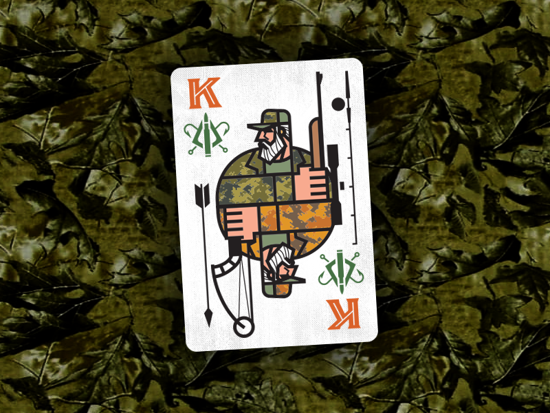King_Hunt-Fish_drib bruner card design fish fisherman fishing graphic hunt hunter hunting icon illustration king mike playingcard