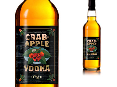 Wild Haven Crabapple Vodka_drib bruner crabapple design illustration lable vodka