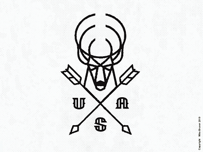 Buck Drib arrow buck crest deer design hunting illustration mikebruner monoline outdoor usa