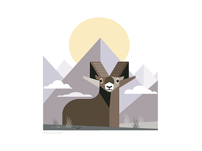 Ram_Mtn Monarch_drib bighornsheep designwisely digitalart graphicart illustration mikebruner mountains ram rockymountainsheep sheep