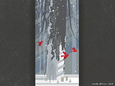 Winter Wonderland-drib cardinals design forest grpahic illustration mikebruner winter wonderland