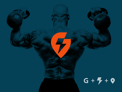 G Power Drib bolt design g gym icon location location pin logo mikebruner power strength workout