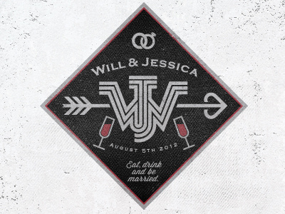Will & Jessica Label alcohol bottle label bruner bruner.alcohol design graphic j lable logo mike save the date w wedding