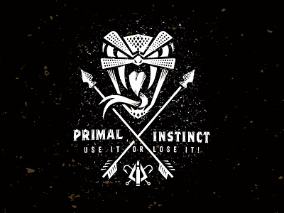 Primal Instinct_snake head_drib arrow bw design fishing hunting illustration instincts mikebruner outdoors primal snake survival survivalist