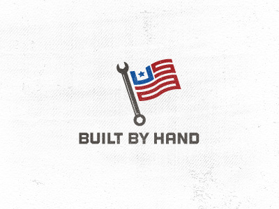 Built By Hand craftsmanship flag graphic design handmade icon in logo made star tools usa wrench