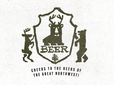 Beers Of The NW bear beer crest deer design graphic illustration label logo