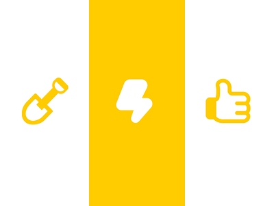 Three icons dig icon lightning like