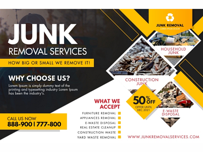 junk removal services bacground branding calligraphy design giveaway illustration template ui
