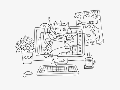 404 Dance 404page cat computer illustration