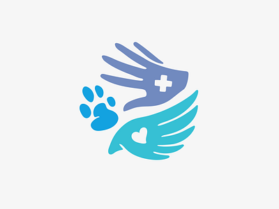 Hand, Paw, and Wing hand illustration logo paw rescue shelter wing
