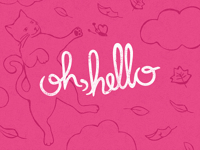 oh, hello cat digital drawing lettering