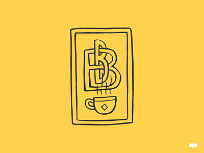 Steel B's b coffee cup hand drawn letter mark logo