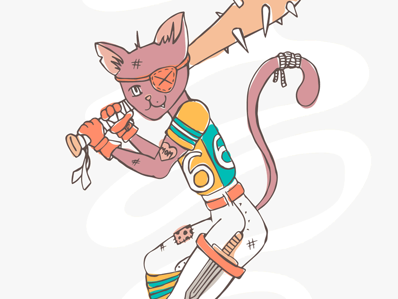 Cat-ter up baseball cat illustration